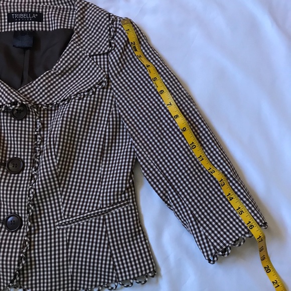 Tribella Petite Checkered Blazer Jacket Size 2P - Picture 7 of 15